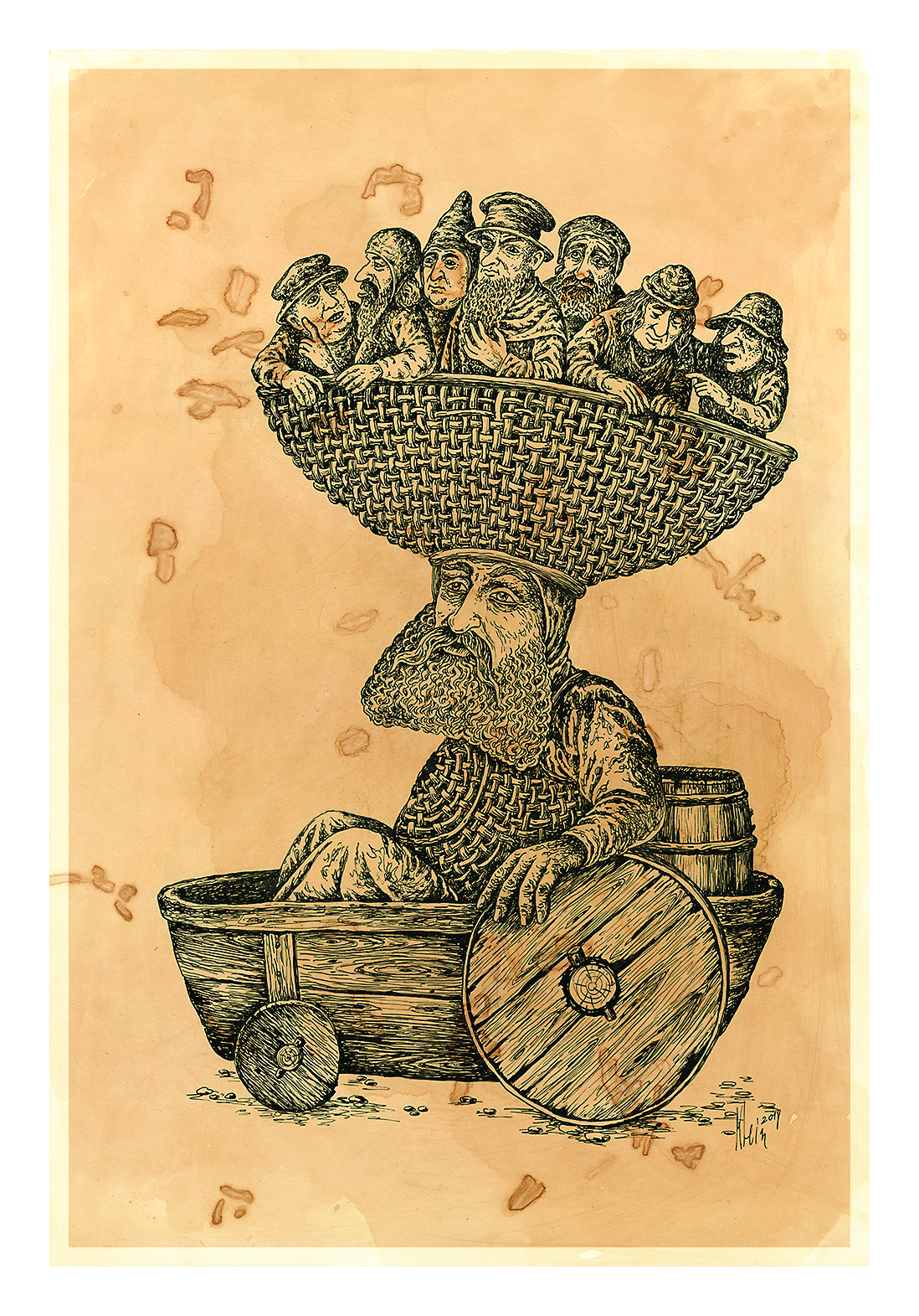 Изображение карты Люди путешествуют на шляпе гиганта